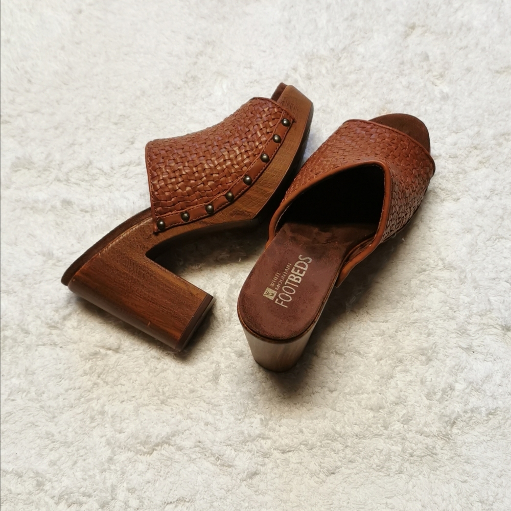 White Mountain Woven Sandals, Size 7.5, Brown